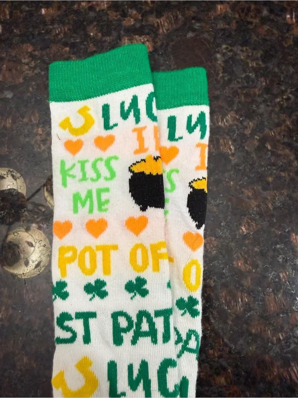 Saint Patrick's Day Shamrock Crew Socks - White, Green, Orange
